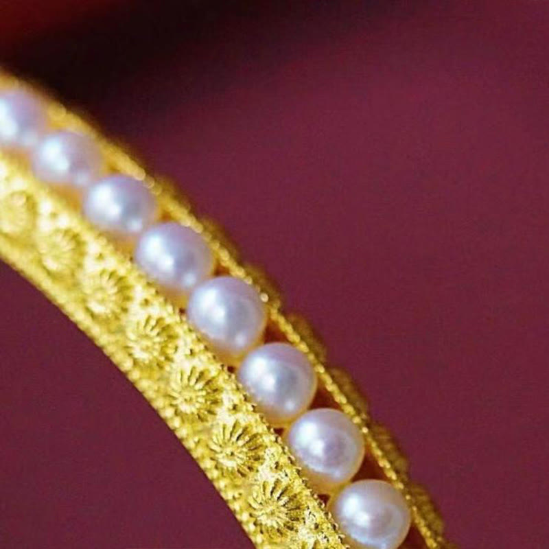 56mm Copper Pearl Healing Cuff Bracelet