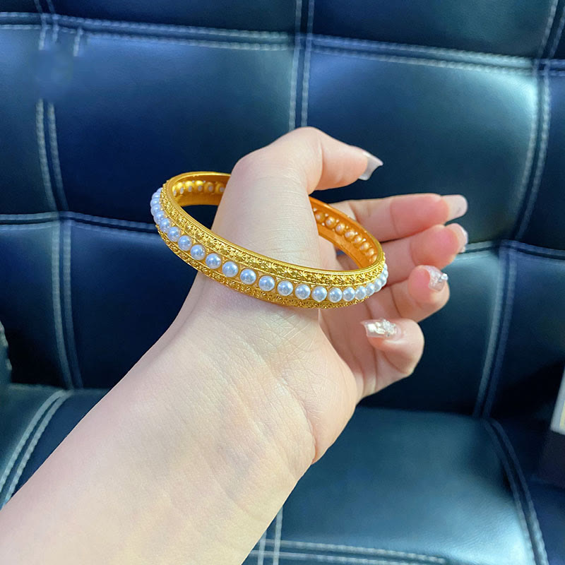 56mm Copper Pearl Healing Cuff Bracelet