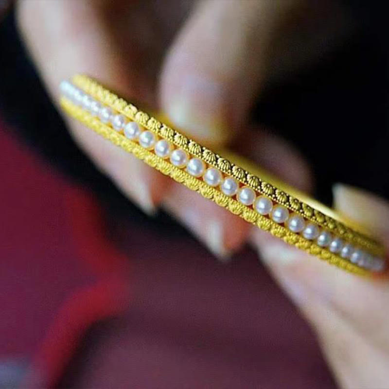 56mm Copper Pearl Healing Cuff Bracelet