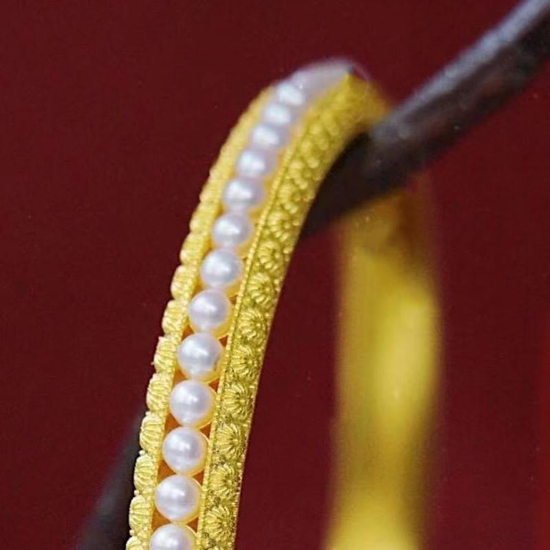 56mm Copper Pearl Healing Cuff Bracelet