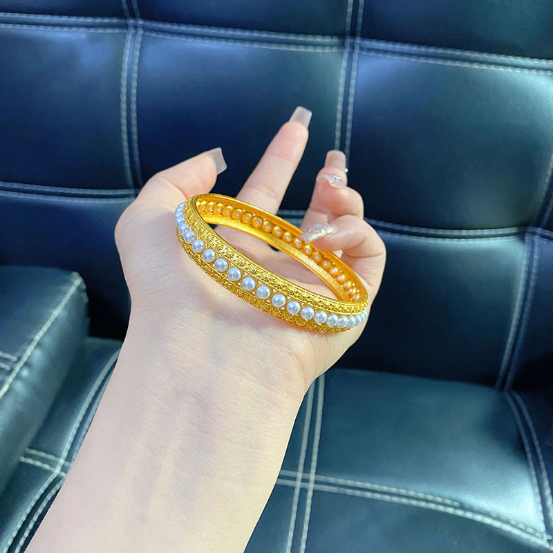 56mm Copper Pearl Healing Cuff Bracelet