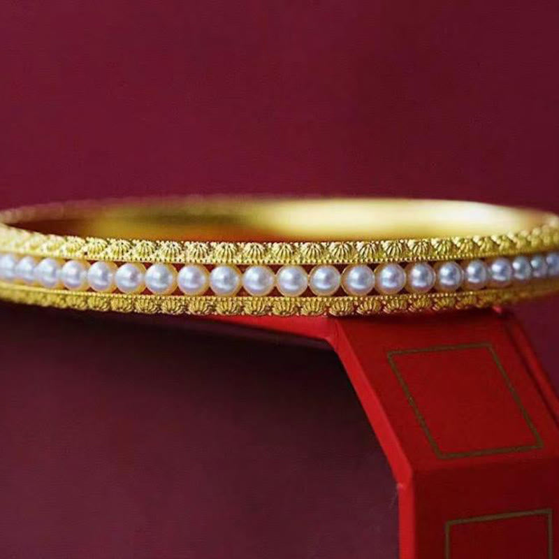 56mm Copper Pearl Healing Cuff Bracelet