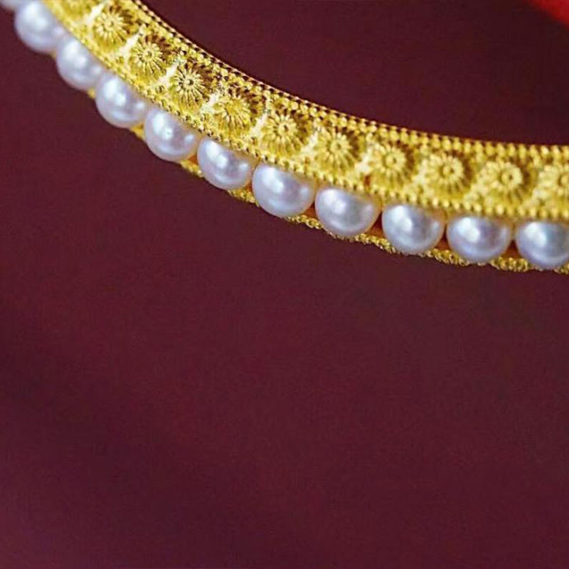 56mm Copper Pearl Healing Cuff Bracelet