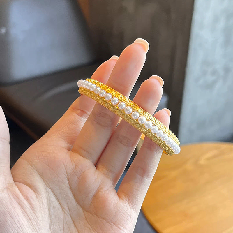 56mm Copper Pearl Healing Cuff Bracelet