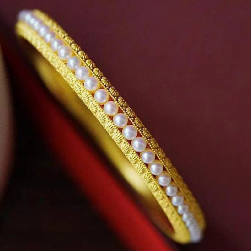 56mm Copper Pearl Healing Cuff Bracelet