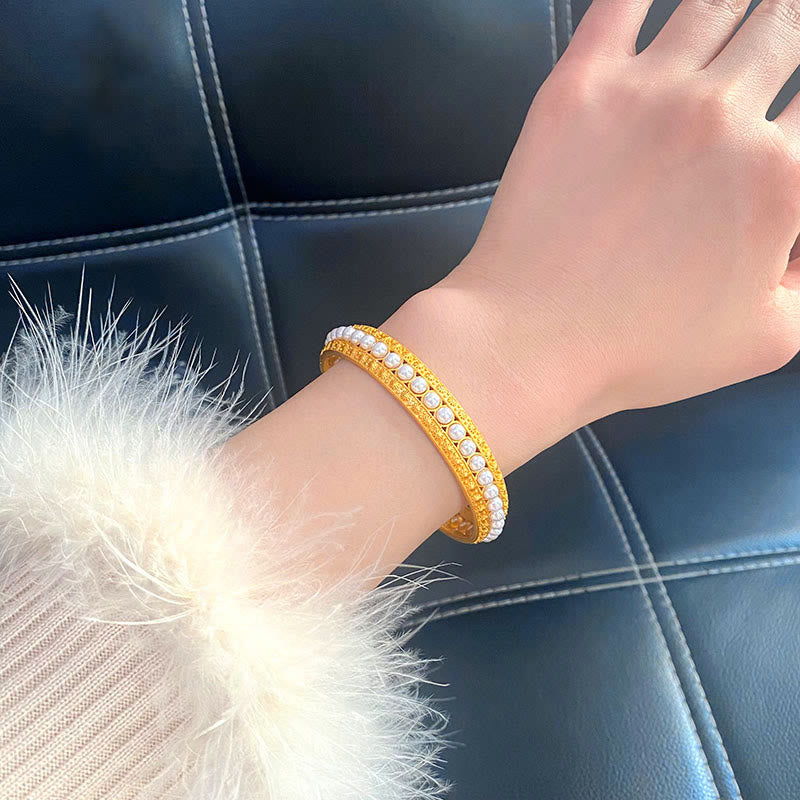 56mm Copper Pearl Healing Cuff Bracelet