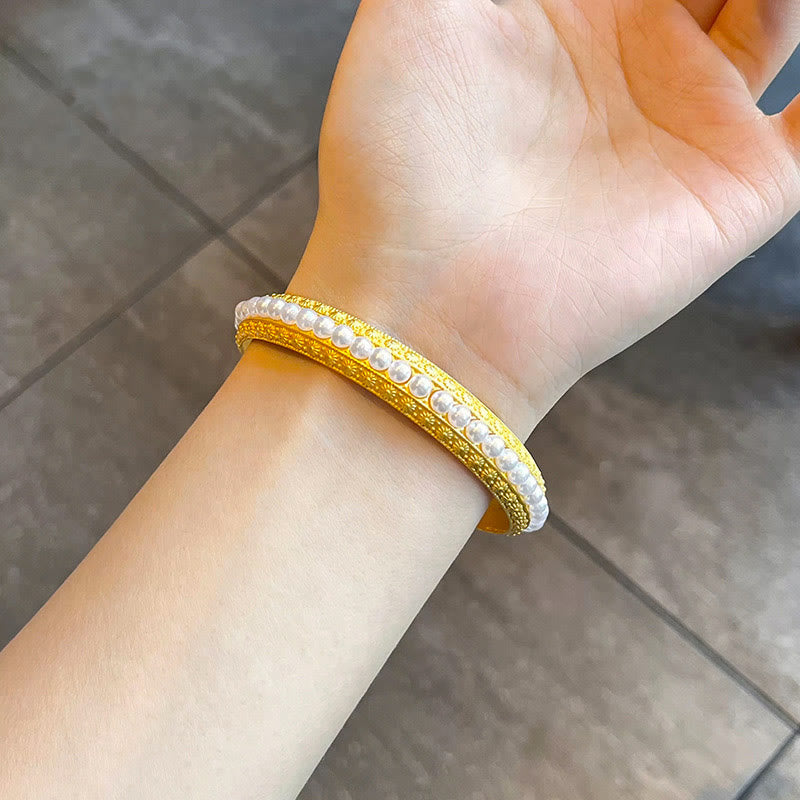 56mm Copper Pearl Healing Cuff Bracelet