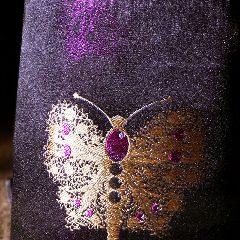 Purple Butterfly Song Brocade Crossbody Bag for Spiritual Energy