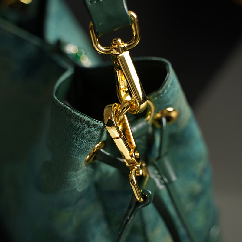 MediumSeaGreen Xiangyunsha Silk Spiritual Tassel Crossbody Bag