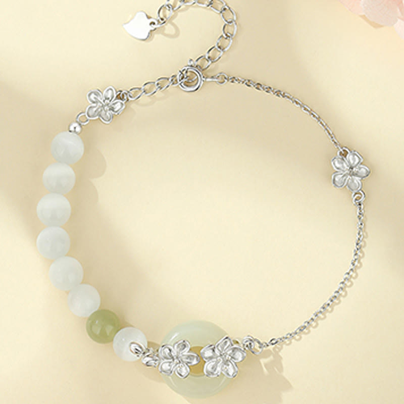 6mm Chrysoberyl Hetian Jade Sterling Silver Love Bracelet