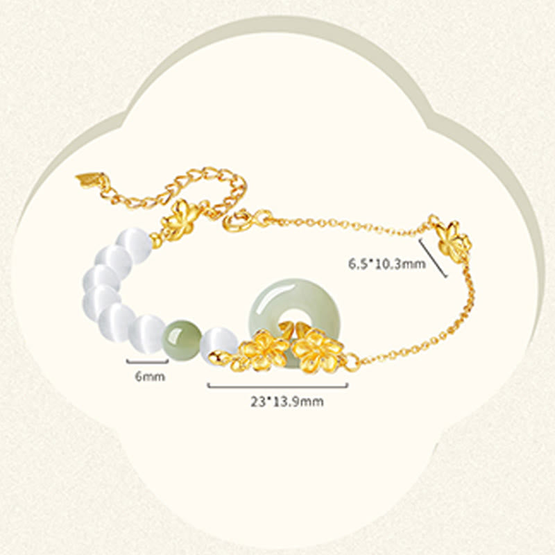 6mm Chrysoberyl Hetian Jade Sterling Silver Love Bracelet