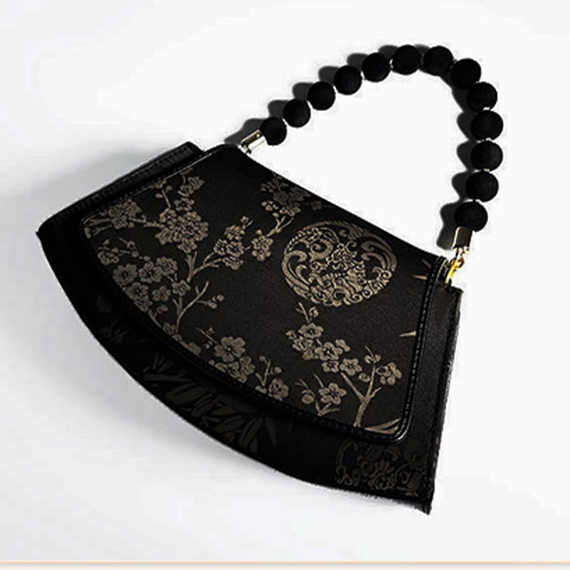 Plum Bamboo Bead Chain Crossbody Bag in Xiangyunsha Silk