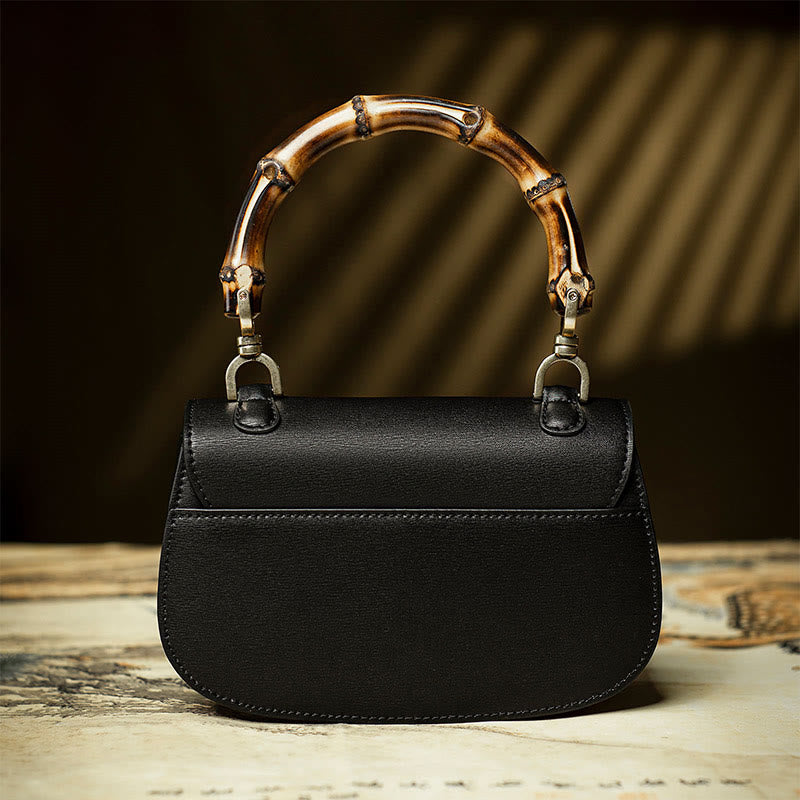 Black Bamboo Xiangyunsha Silk Curve Bamboo Handle Crossbody Bag