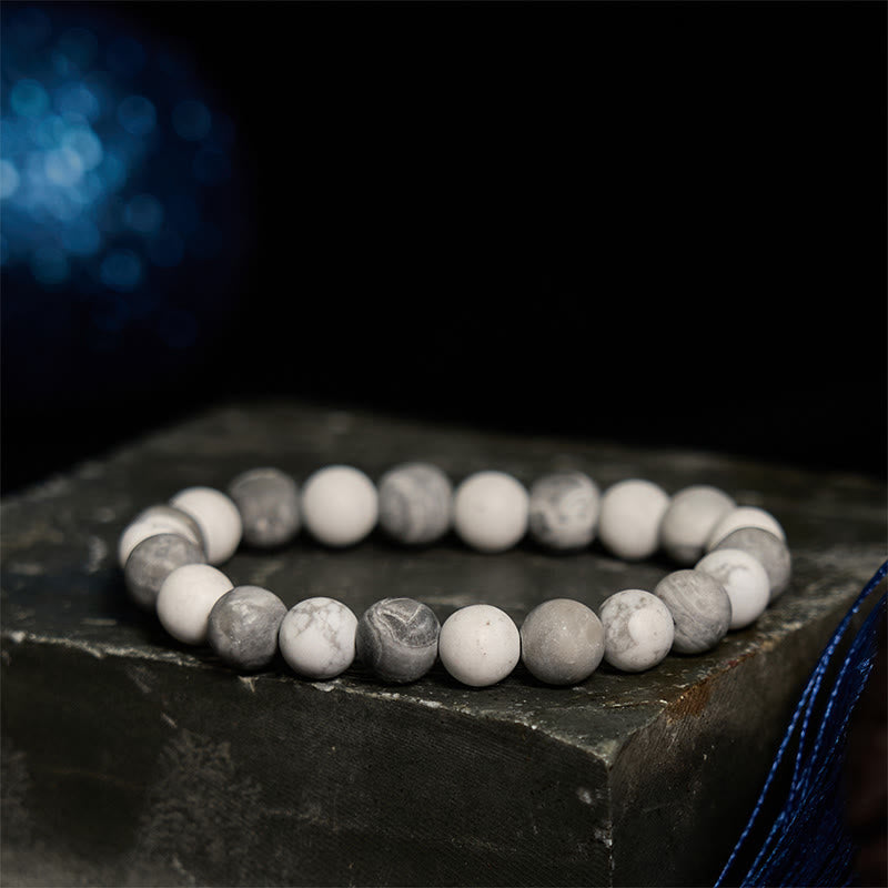 8mm Picasso Jasper White Turquoise Courage Bracelet