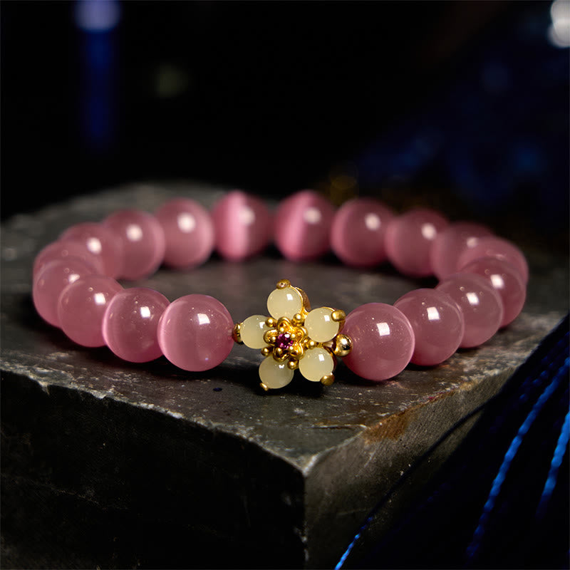 Cat's Eye Chrysoberyl Flower Love Bracelet | Healing Sounds