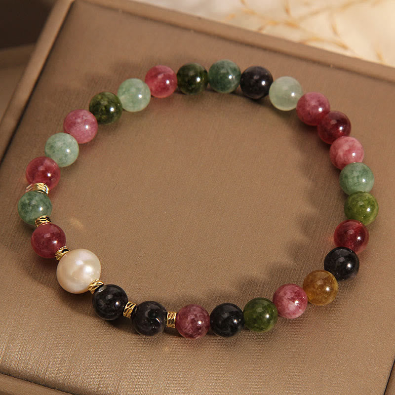 Tourmaline Pearl Wisdom Healing Spiritual Bracelet Unisex