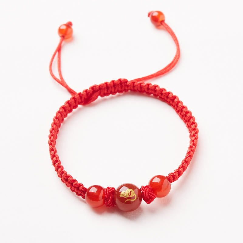 Red Agate Chinese Zodiac Protection Luck Bracelet
