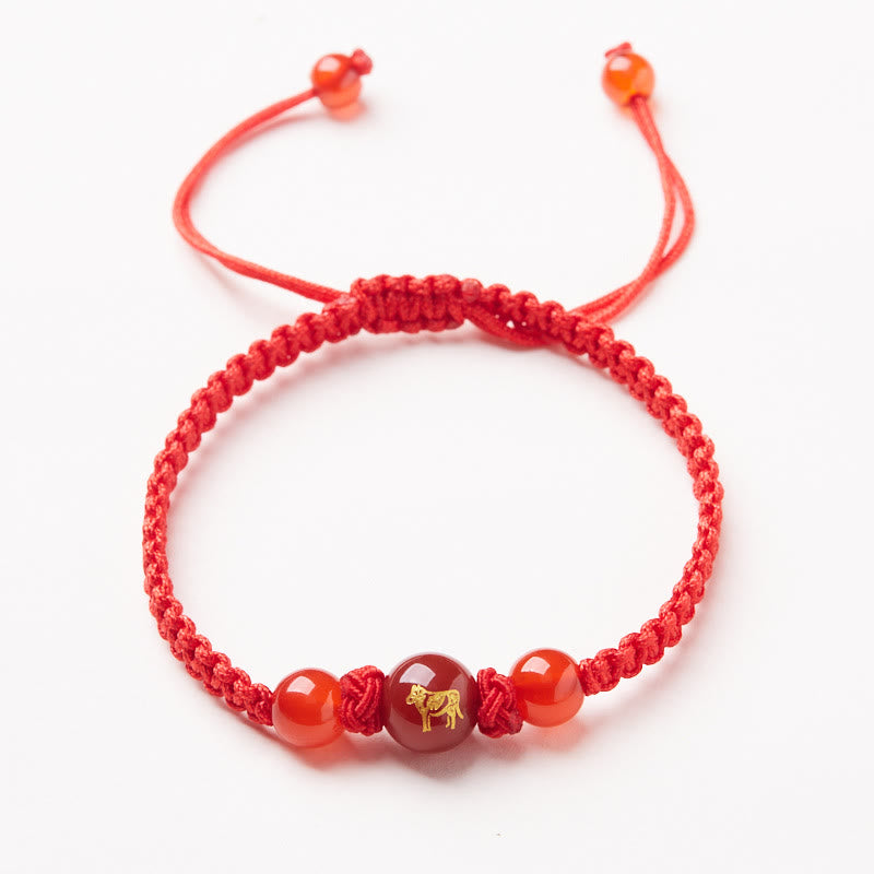 Red Agate Chinese Zodiac Protection Luck Bracelet