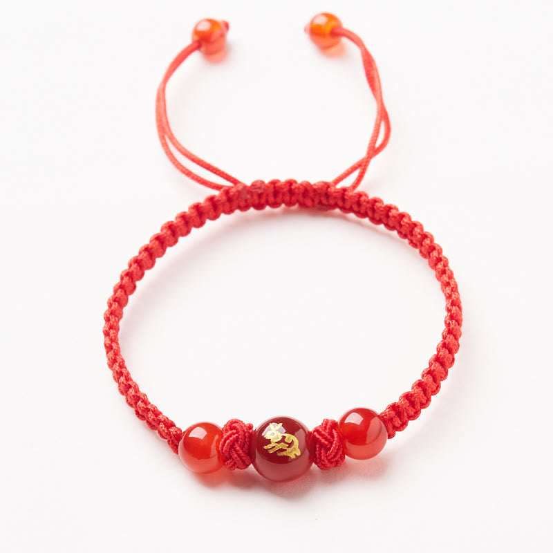 Red Agate Chinese Zodiac Protection Luck Bracelet