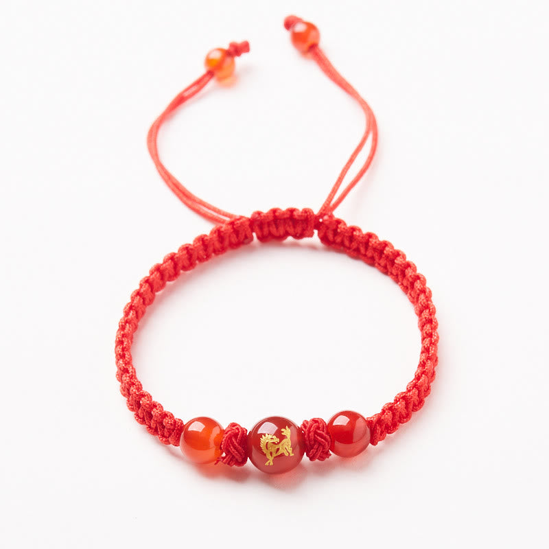 Red Agate Chinese Zodiac Protection Luck Bracelet