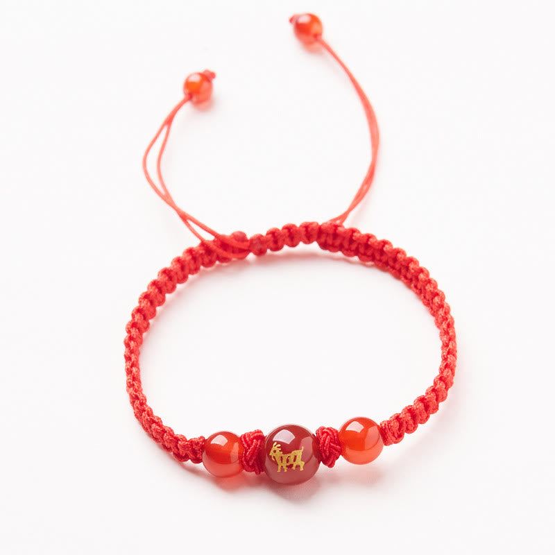 Red Agate Chinese Zodiac Protection Luck Bracelet
