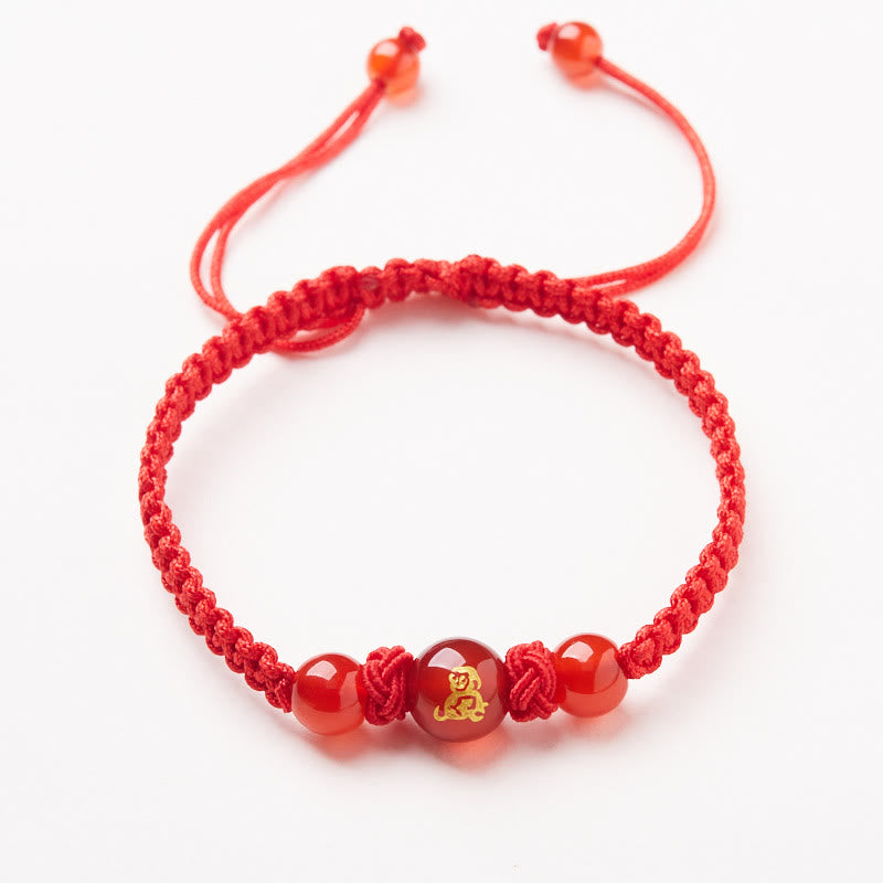 Red Agate Chinese Zodiac Protection Luck Bracelet