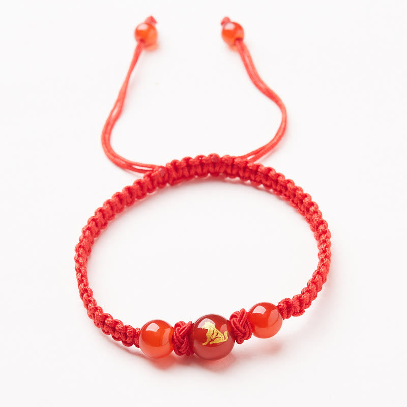 Red Agate Chinese Zodiac Protection Luck Bracelet