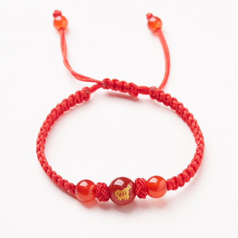 Red Agate Chinese Zodiac Protection Luck Bracelet