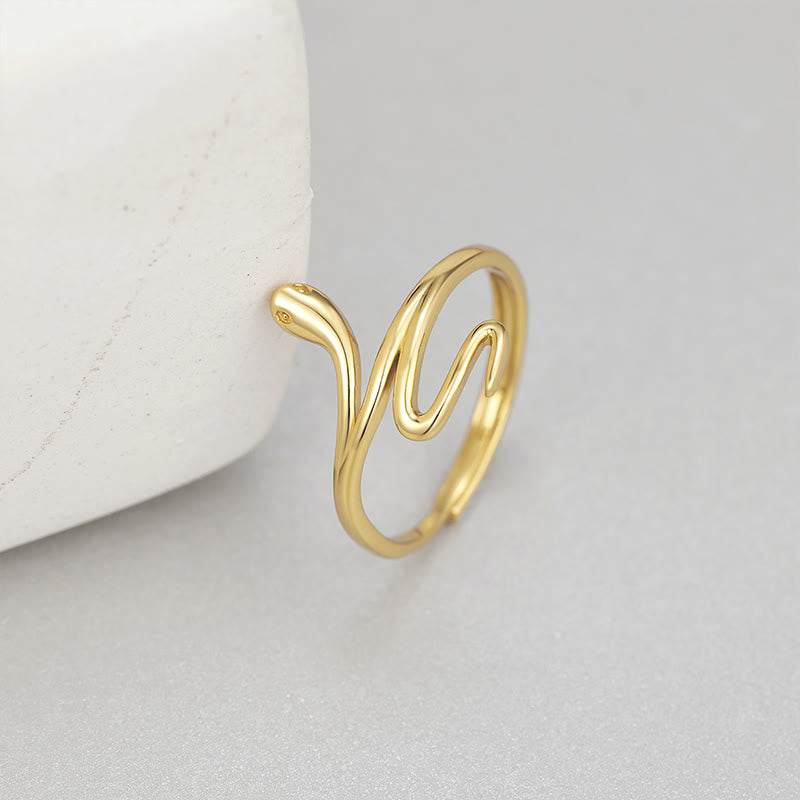 Sterling Silver Golden Snake Ring for Balance & Wisdom