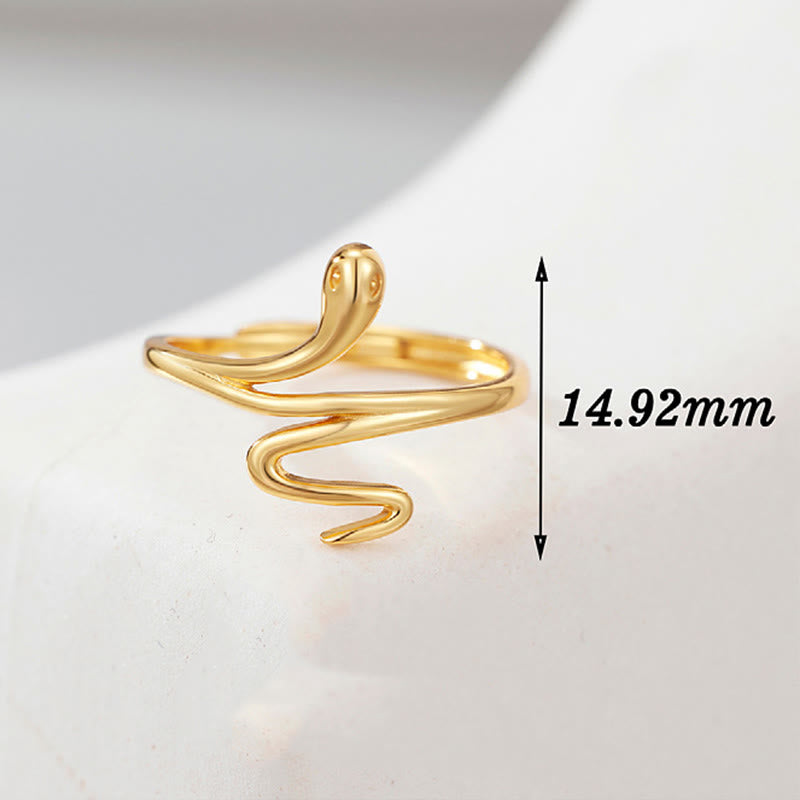 Sterling Silver Golden Snake Ring for Balance & Wisdom