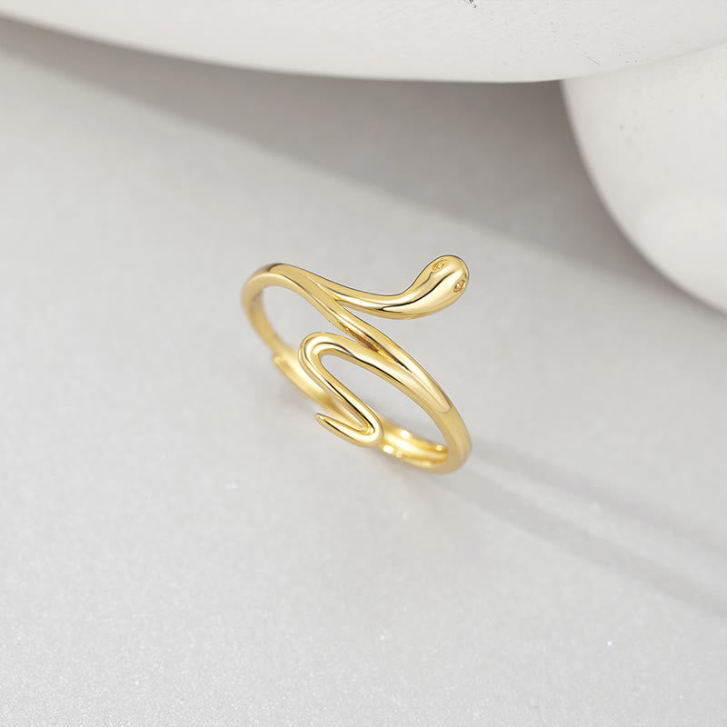Sterling Silver Golden Snake Ring for Balance & Wisdom