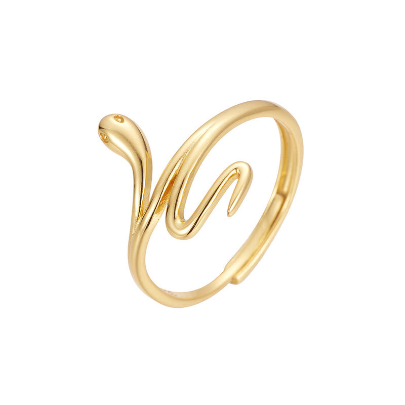 Sterling Silver Golden Snake Ring for Balance & Wisdom