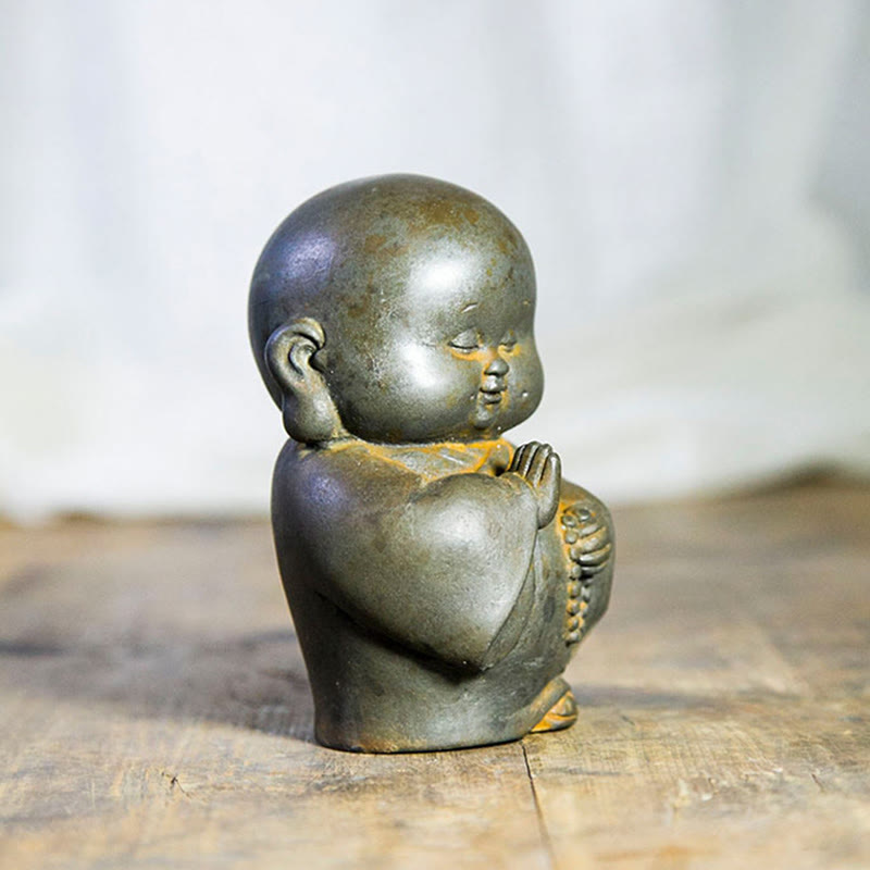 12.7cm Rust Version Buddha Statue | Handmade Little Monk Decor
