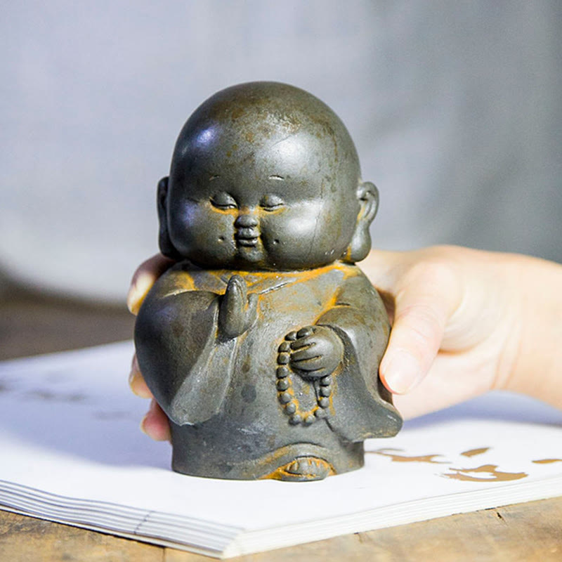 12.7cm Rust Version Buddha Statue | Handmade Little Monk Decor