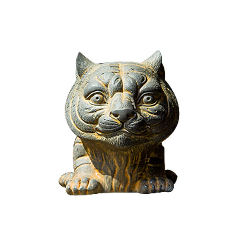 Handmade 9cm Tiger Iron Powder Spiritual Statue
