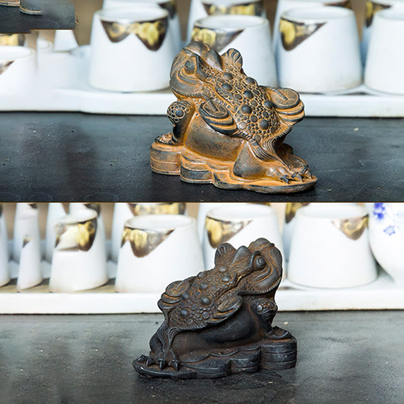 6cm Feng Shui Frog Statue with Copper Coins for Prosperity