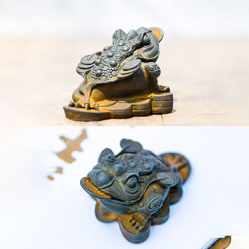 6cm Feng Shui Frog Statue with Copper Coins for Prosperity