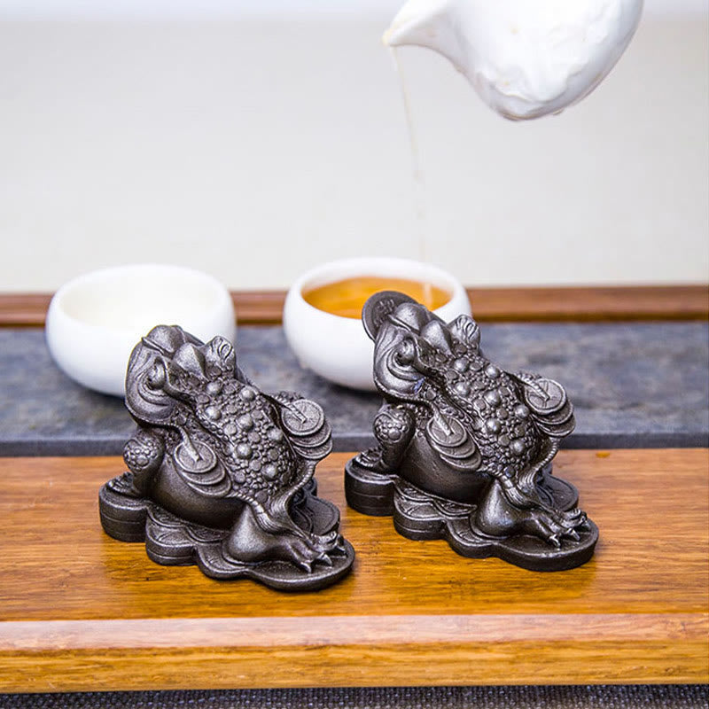 6cm Feng Shui Frog Statue with Copper Coins for Prosperity