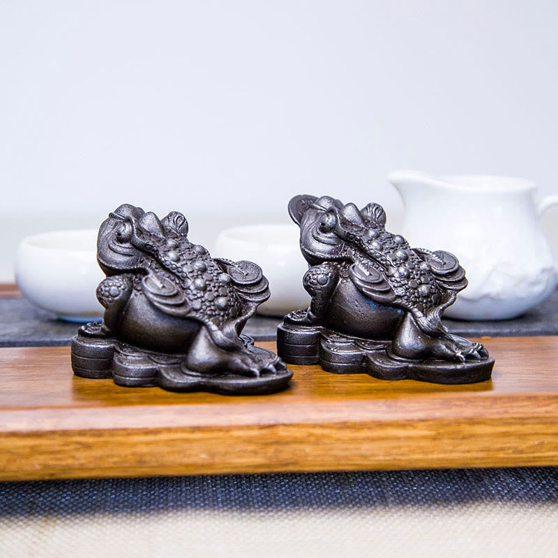 6cm Feng Shui Frog Statue with Copper Coins for Prosperity