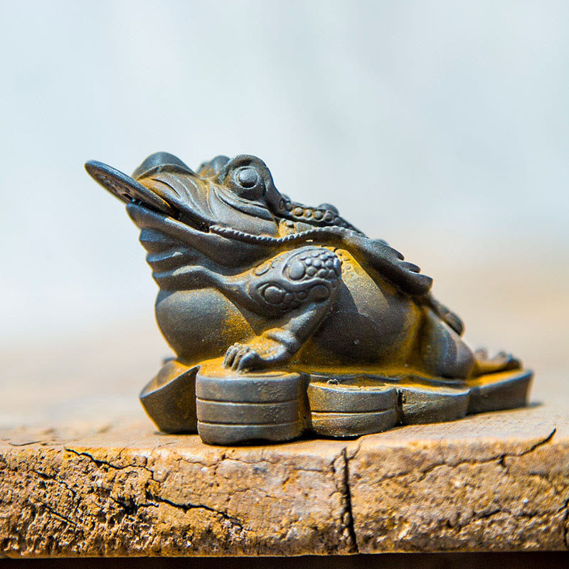 6cm Feng Shui Frog Statue with Copper Coins for Prosperity