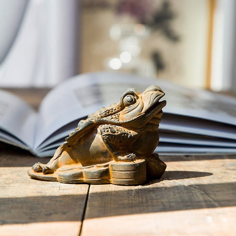 6cm Feng Shui Frog Statue with Copper Coins for Prosperity