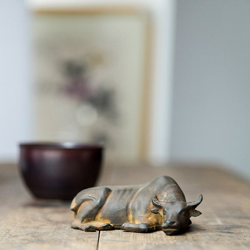 4in Water Buffalo Statue Iron Powder Resin | Feng Shui Decor