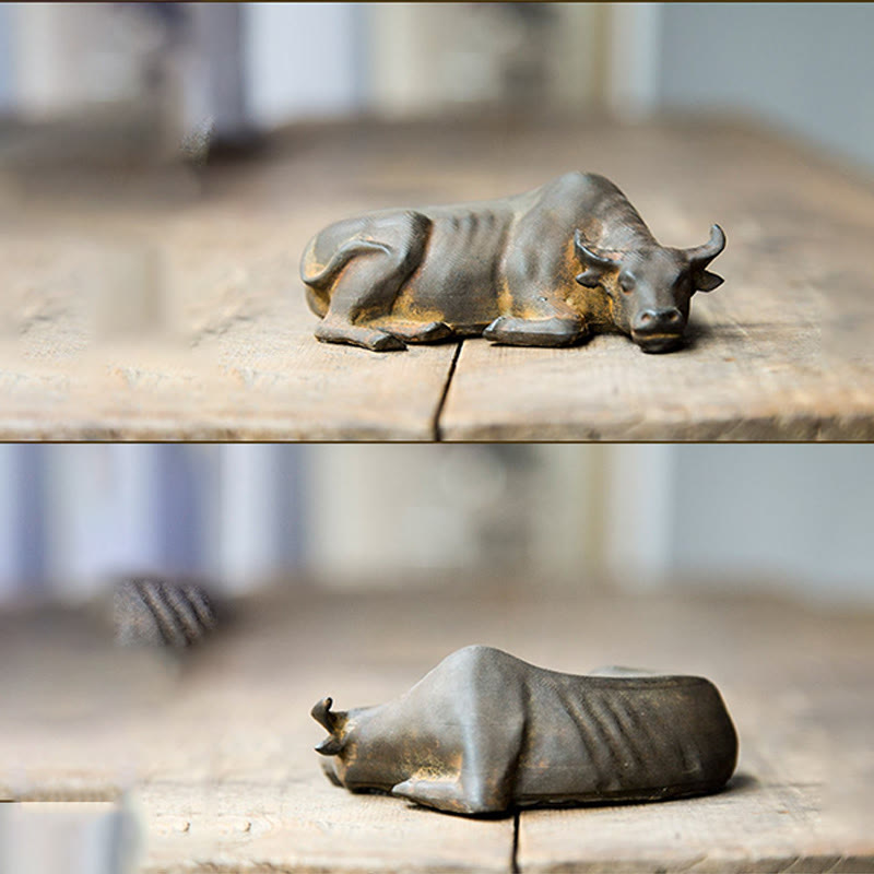 4in Water Buffalo Statue Iron Powder Resin | Feng Shui Decor