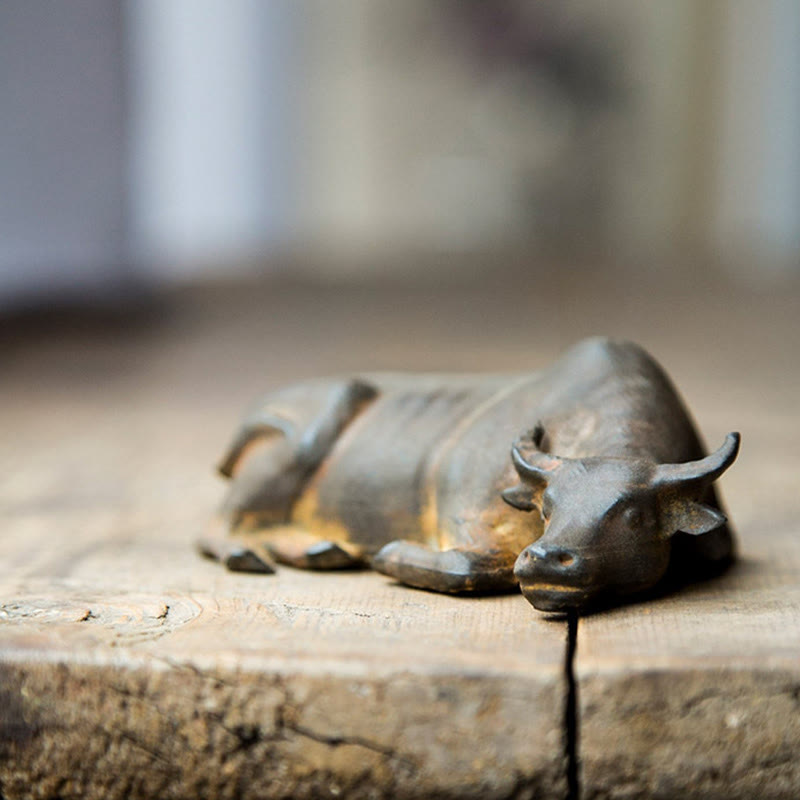 4in Water Buffalo Statue Iron Powder Resin | Feng Shui Decor