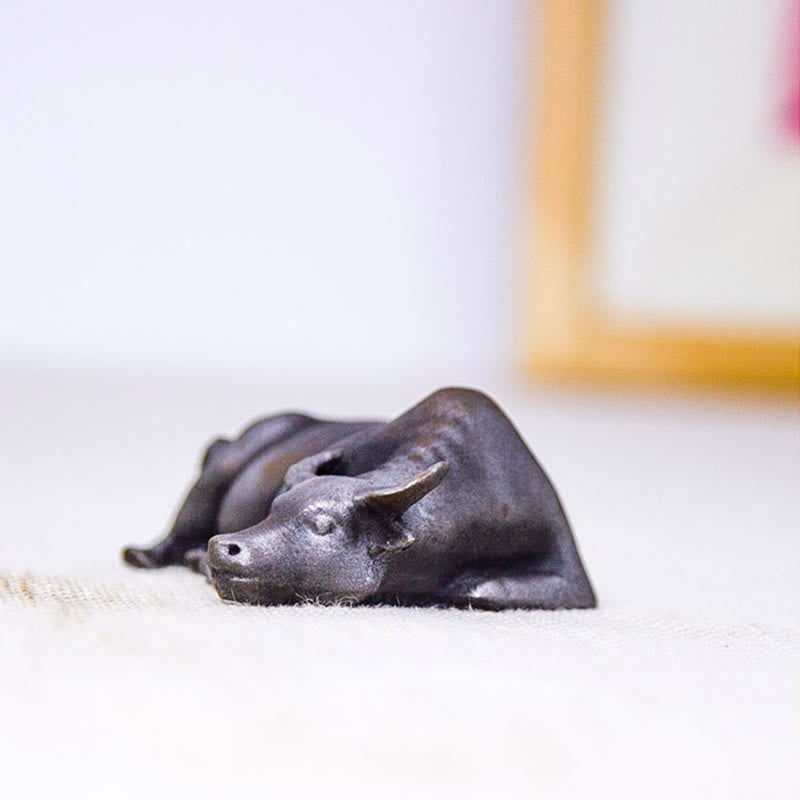 4in Water Buffalo Statue Iron Powder Resin | Feng Shui Decor