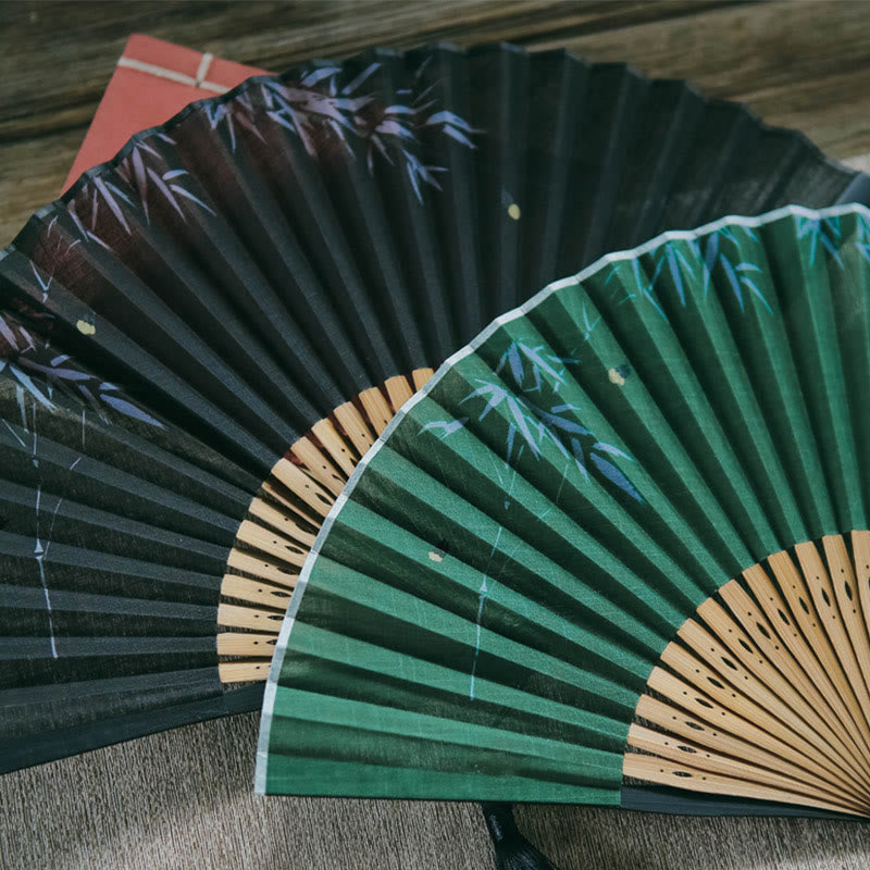 22.5cm Firefly Bamboo Leaves Pattern Chinese Folding Fan