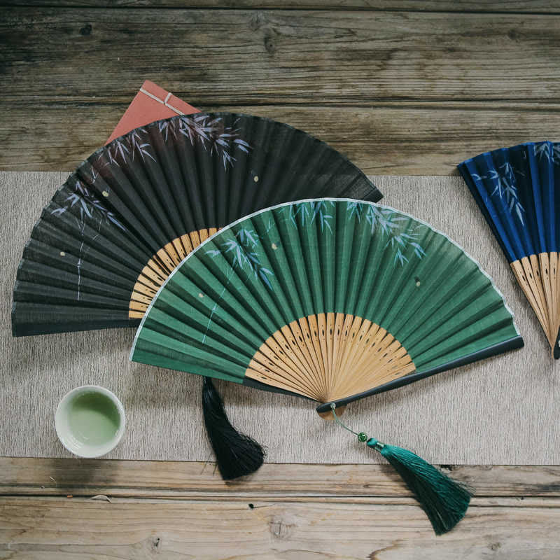 22.5cm Firefly Bamboo Leaves Pattern Chinese Folding Fan