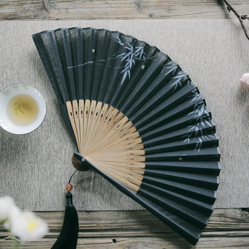 22.5cm Firefly Bamboo Leaves Pattern Chinese Folding Fan