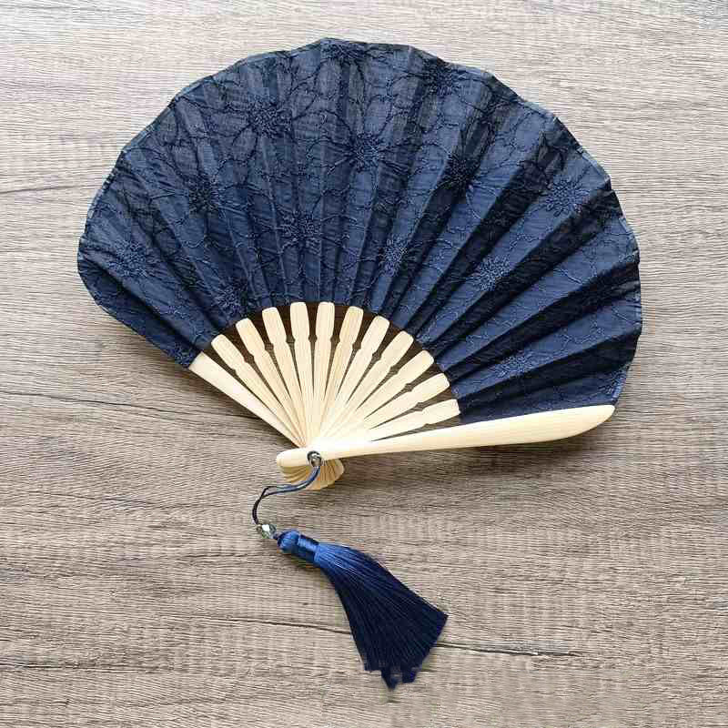 Retro Flower Embroidery Chinese Folding Fan 21cm