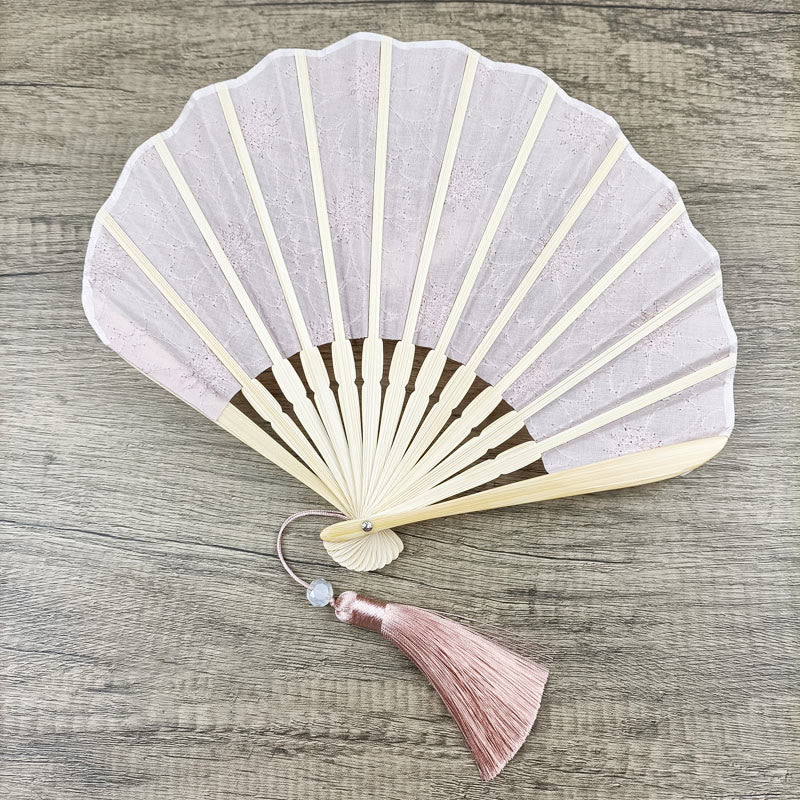 Retro Flower Embroidery Chinese Folding Fan 21cm